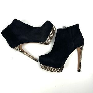 Alexandre Birman Black Suede Python Heels Ankle Booties size EUR 35 US 5